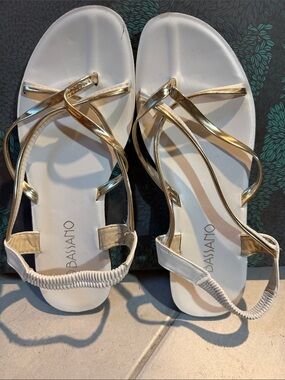 Gold  and white Strap Sandals